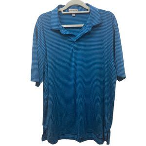 Peter Millar blue striped short sleeve polo shirt Xl